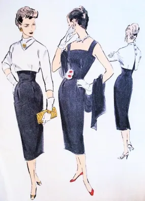 1950s EDITH HEAD Designer Cocktail Evening Sheath Dress and Jacket Pattern ADVANCE American Designer 8048 Bust 34 Vintage Sewing