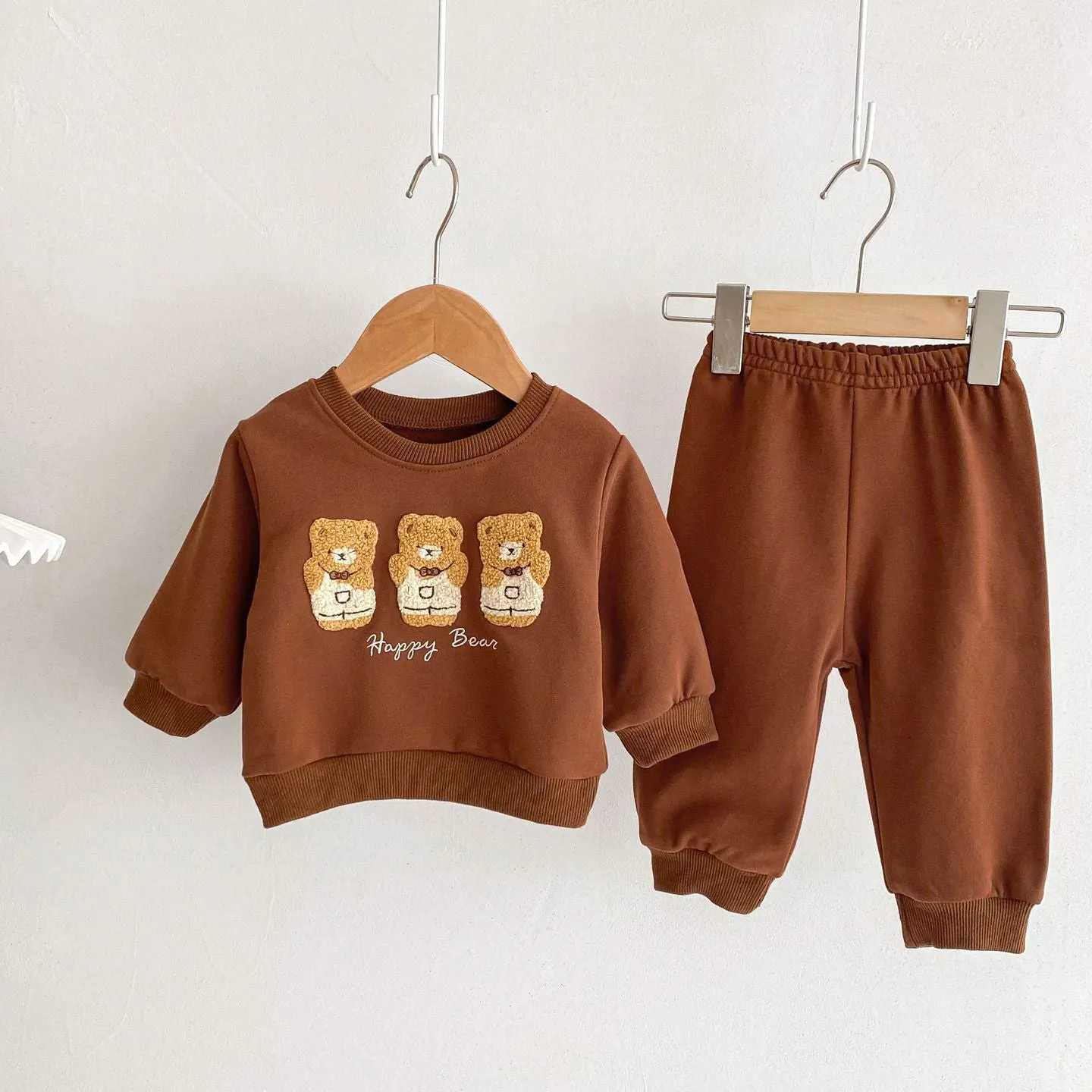 2 Pieces Set Baby Kid Girls Boys Cartoon Tops And Solid Color Pants Wholesale 23101956