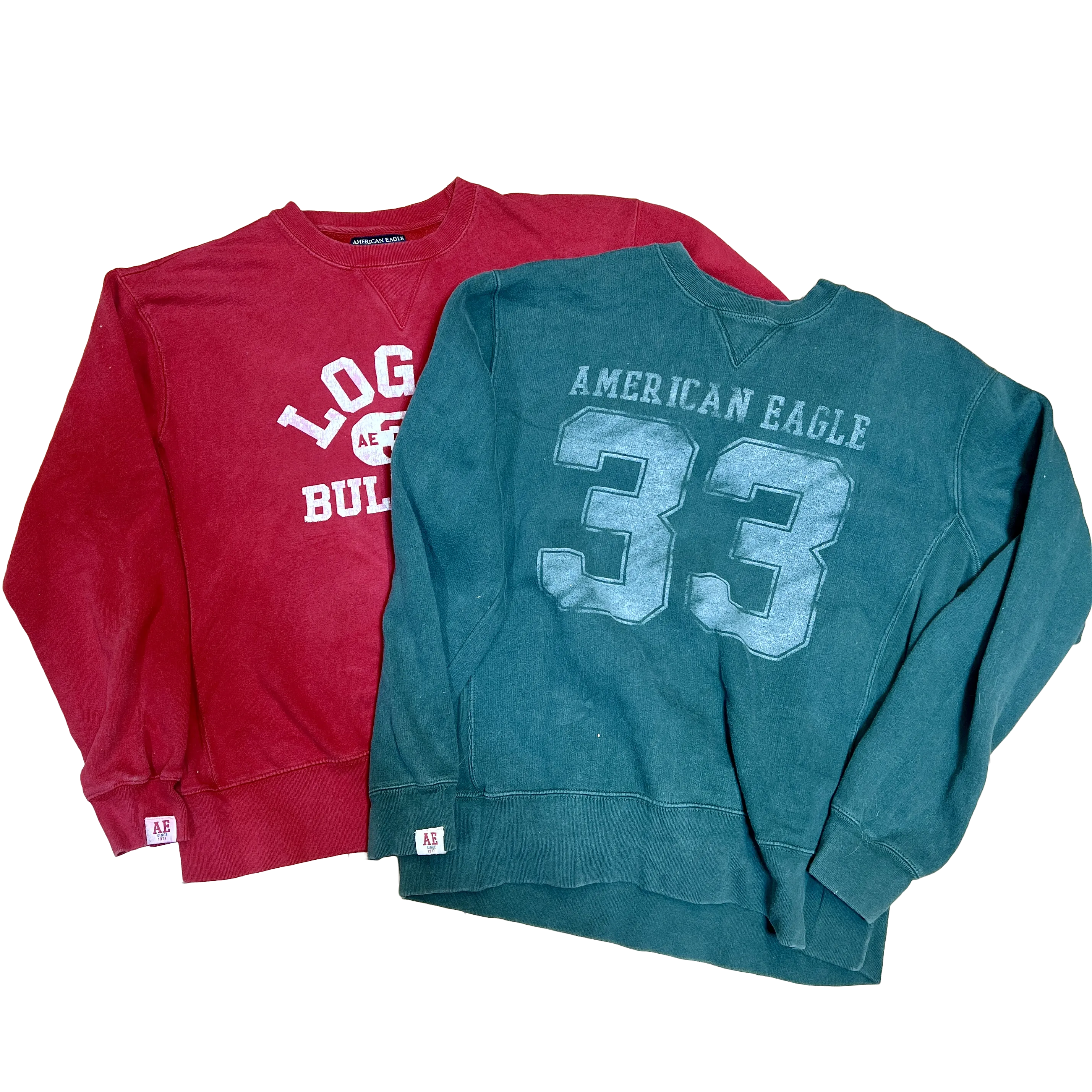 2-Vintage  Adult •American Eagle• Crew Sweat Shirts • 1 X-Small / 1 Small