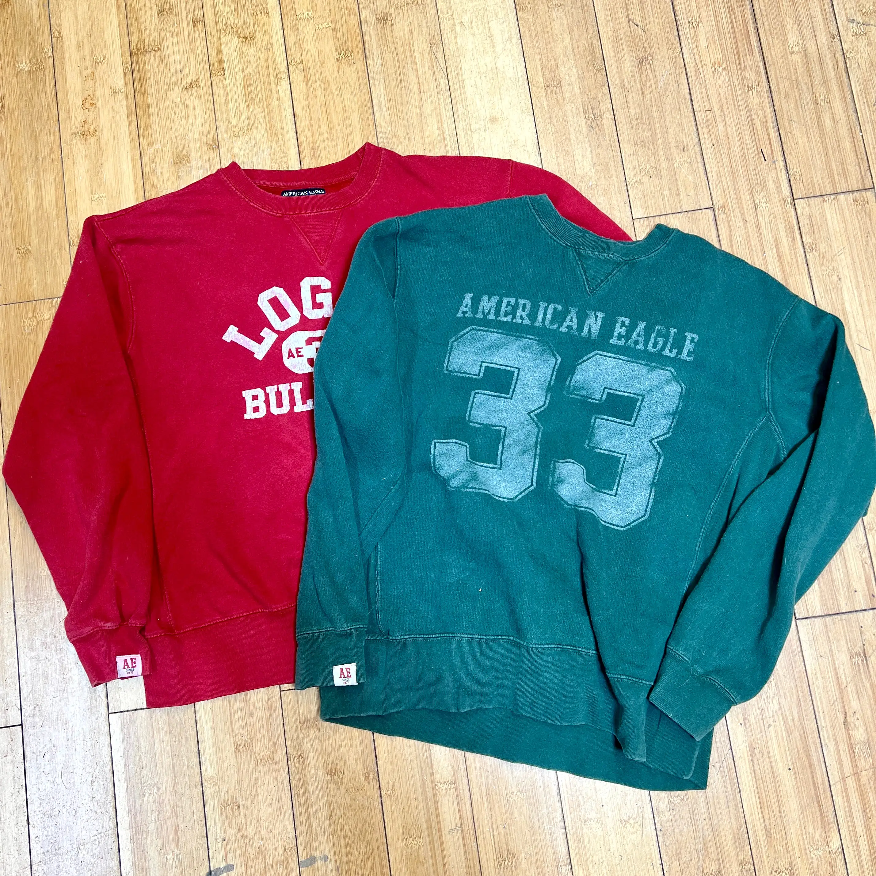 2-Vintage  Adult •American Eagle• Crew Sweat Shirts • 1 X-Small / 1 Small