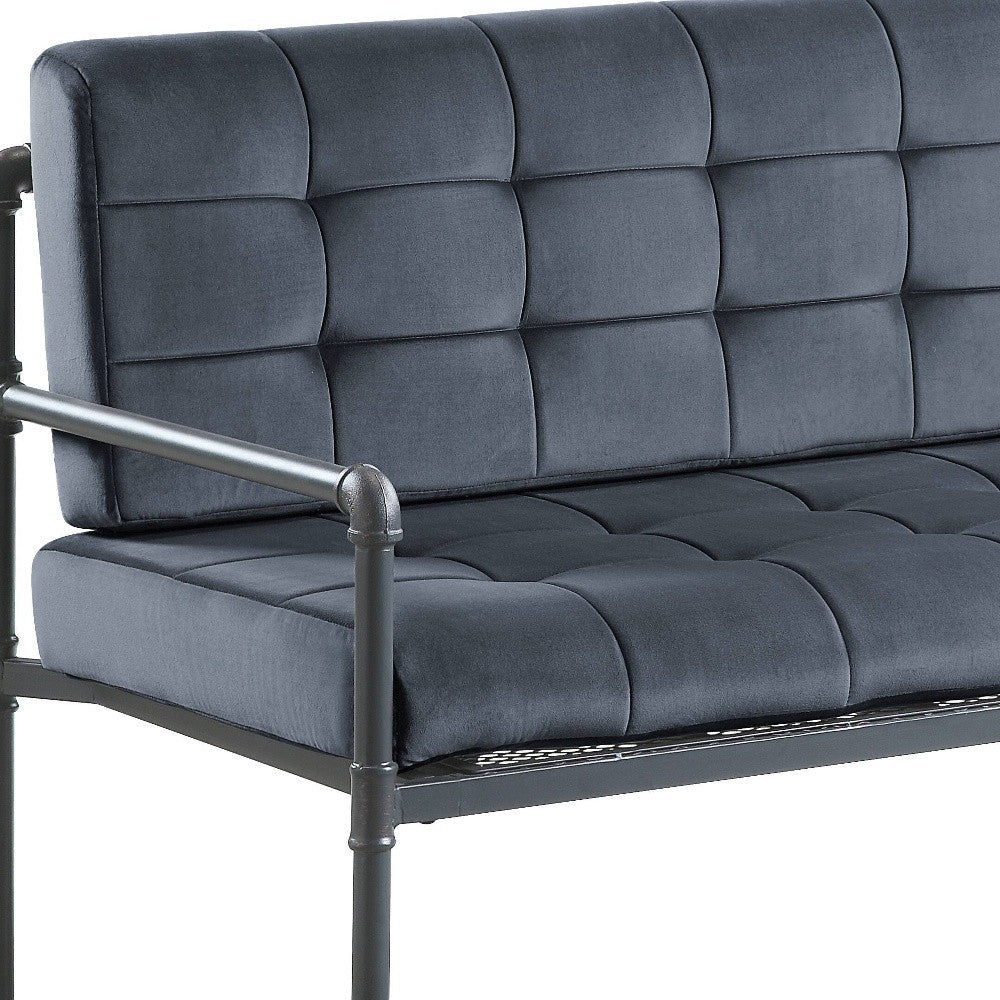 51 Gray Tufted Velvet And Gray Love Seat