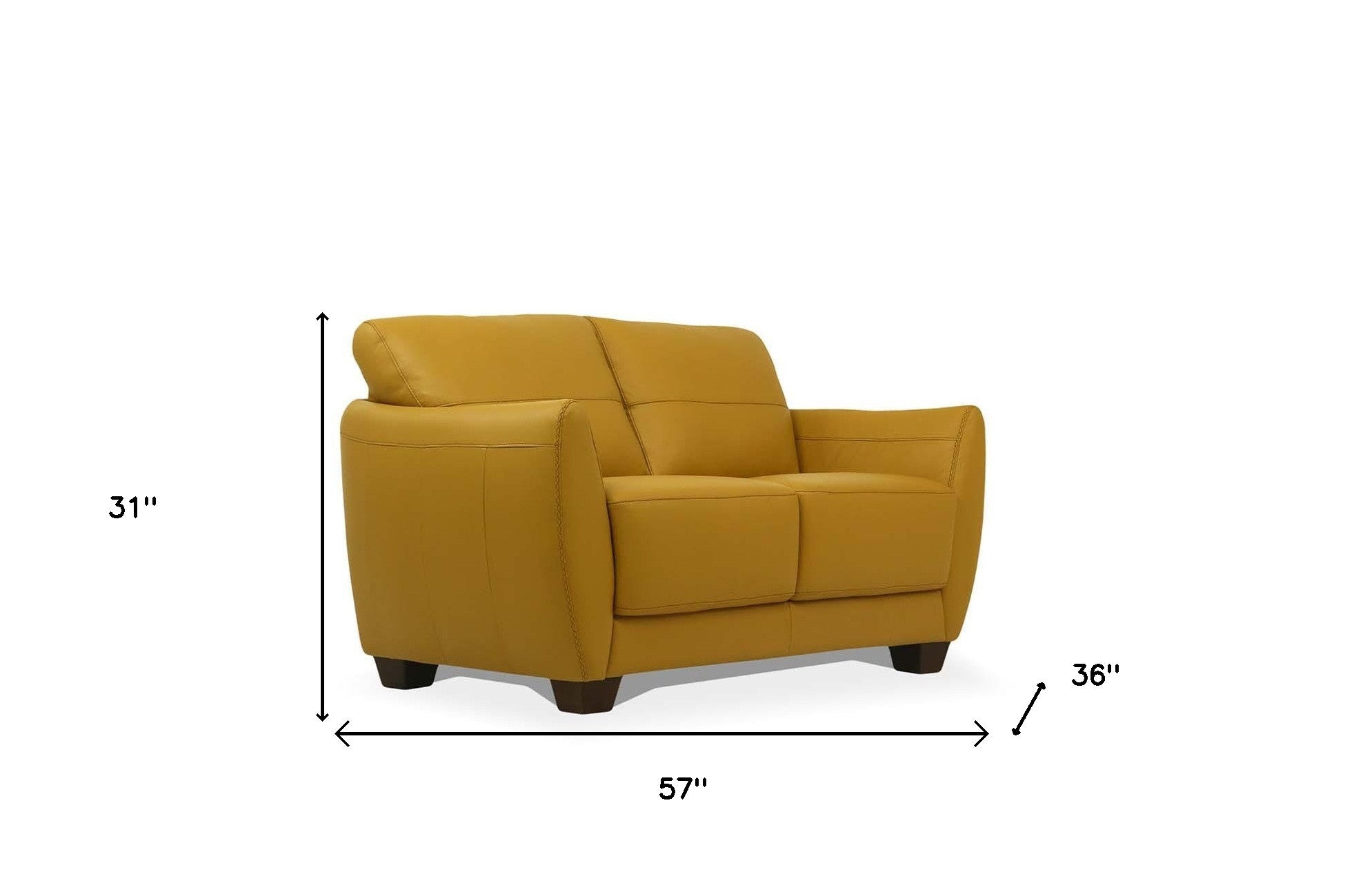 57 Mustard Leather And Black Love Seat