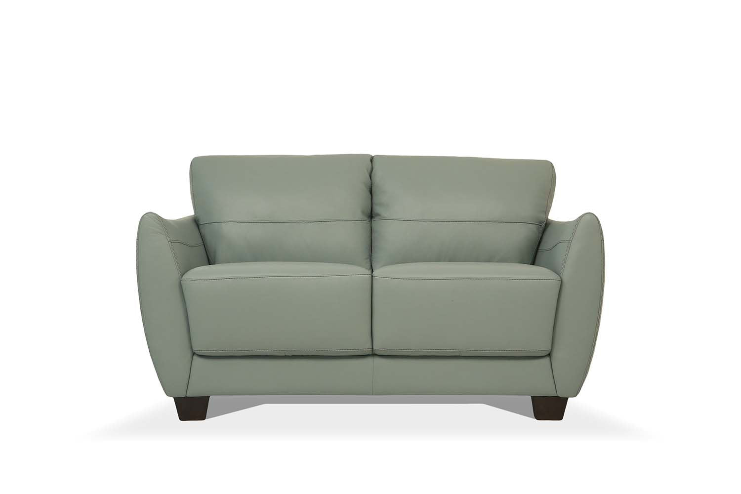 57 Pale Green Leather And Black Love Seat