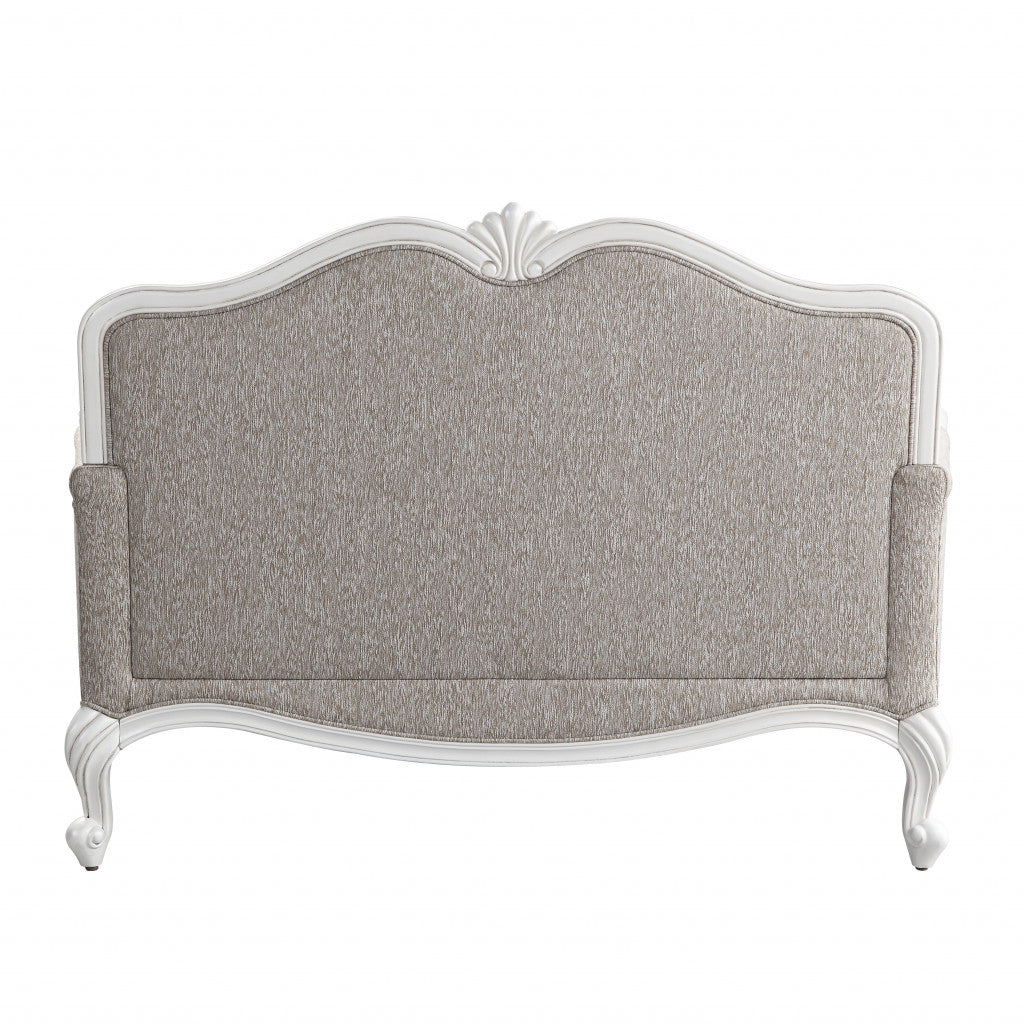 64 Beige 100% Linen And White Love Seat