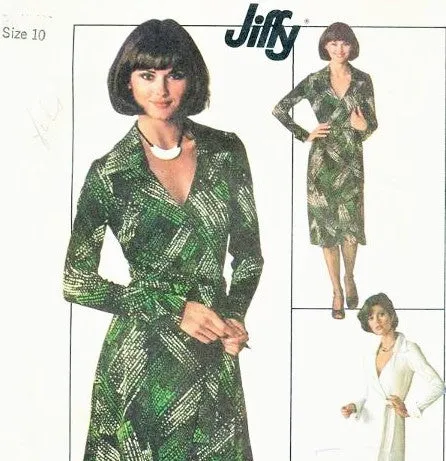 70s DVF Wrap Dress Pattern SIMPLICITY 7705 Diane Von Furstenberg Style Wraparound Dress Famous Iconic Design American Hustle Bus