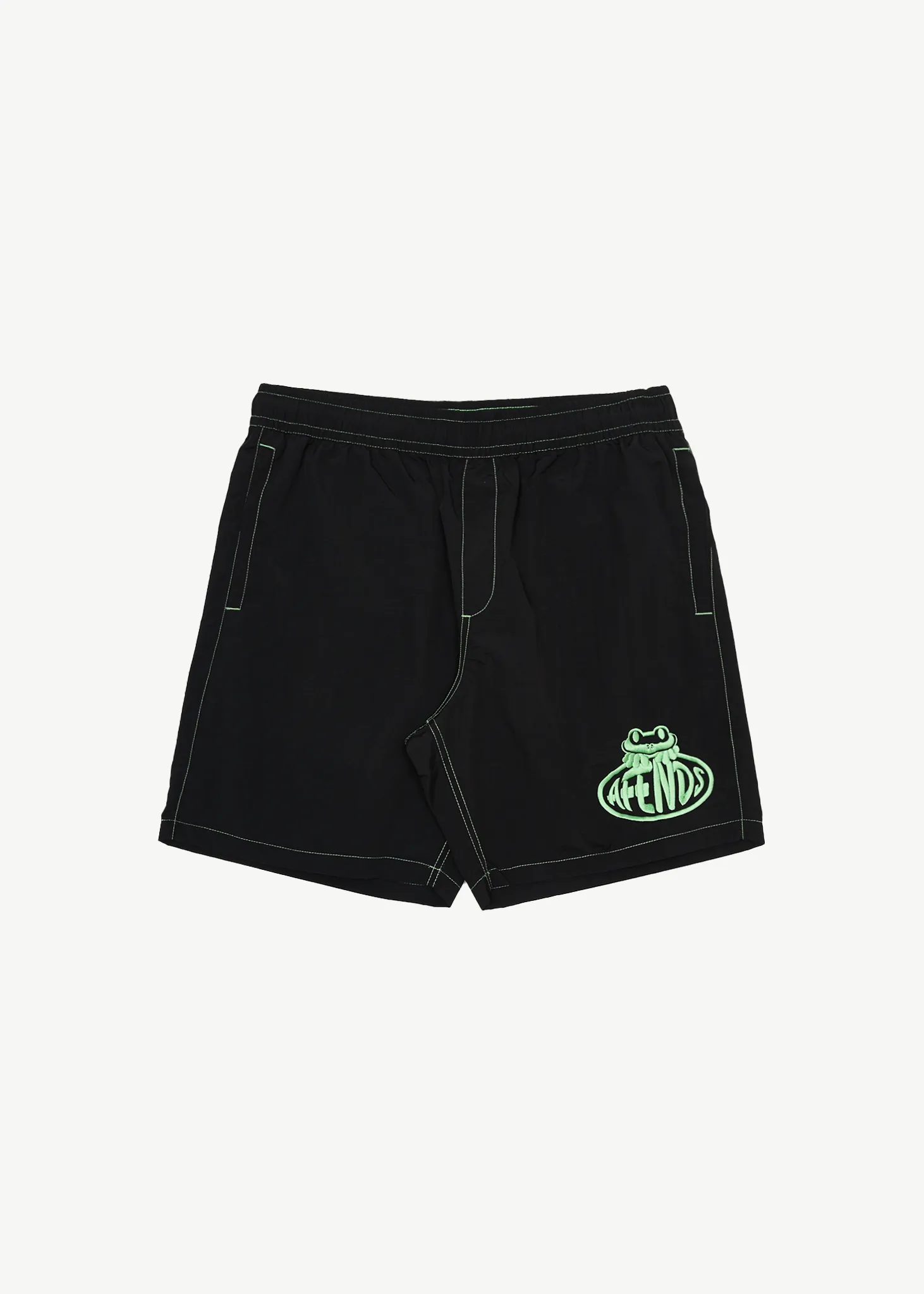 AFENDS Mens Frogga - Baywatch Swim Short 18 Inch - Black