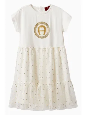 Aigner Dress Polka Dot Gold-White