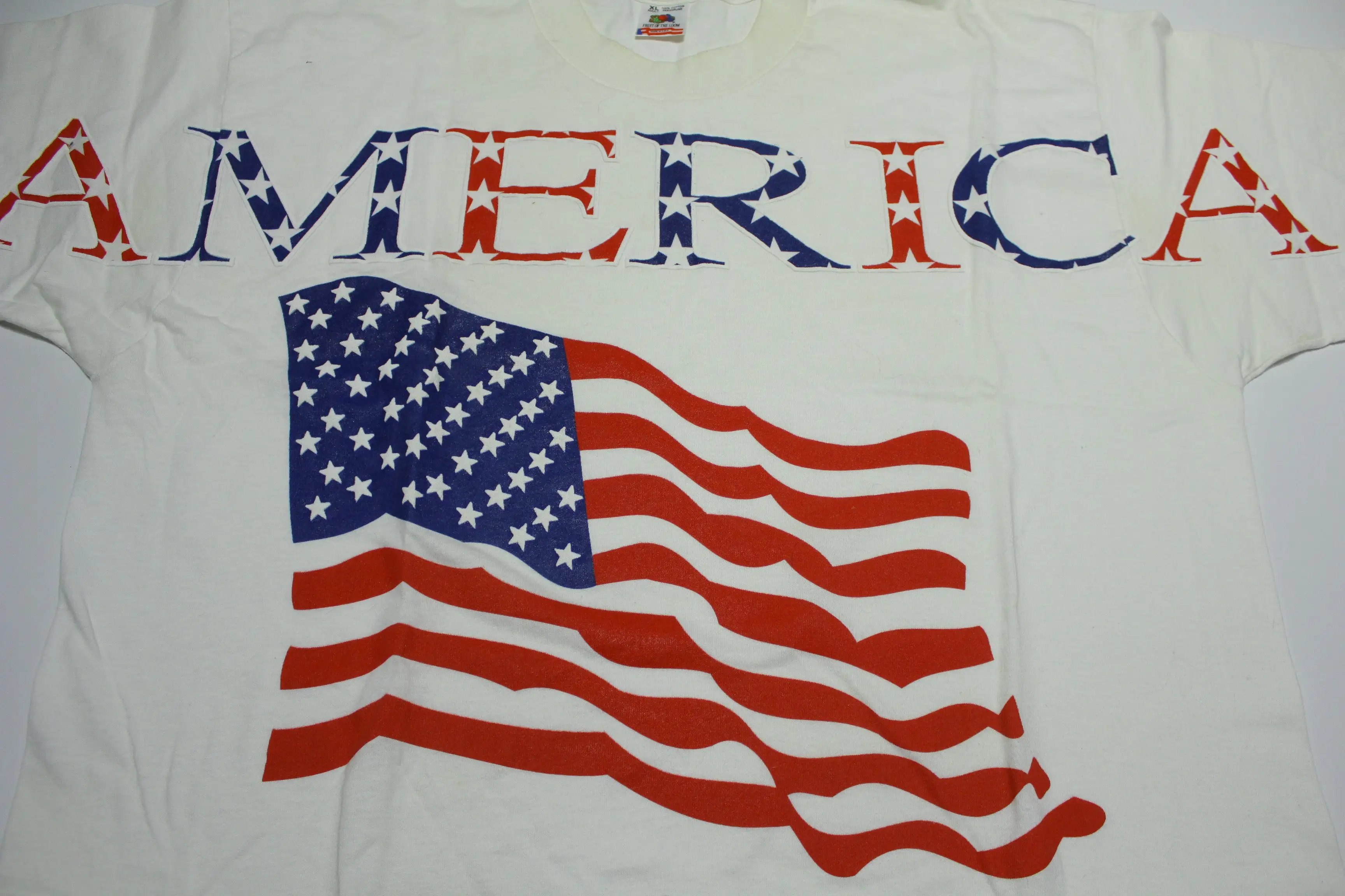 American Flag Large Print Vintage 90s FOTL USA Single Stitch T-Shirt