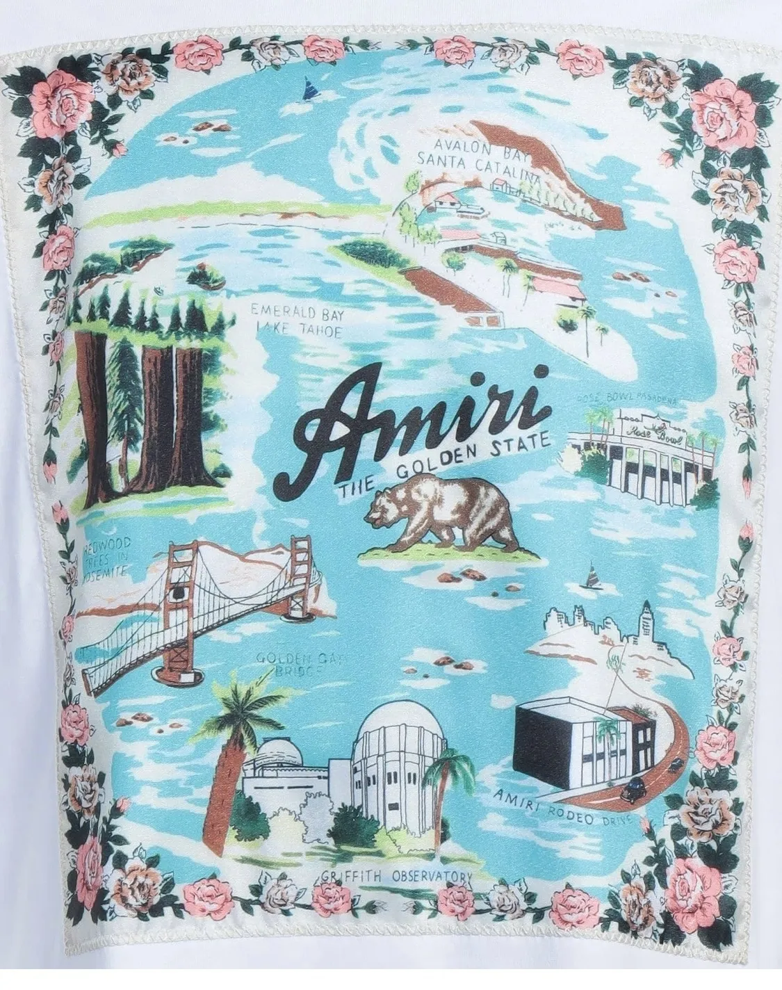 AMIRI  |Crew Neck Flower Patterns Street Style Cotton Short Sleeves