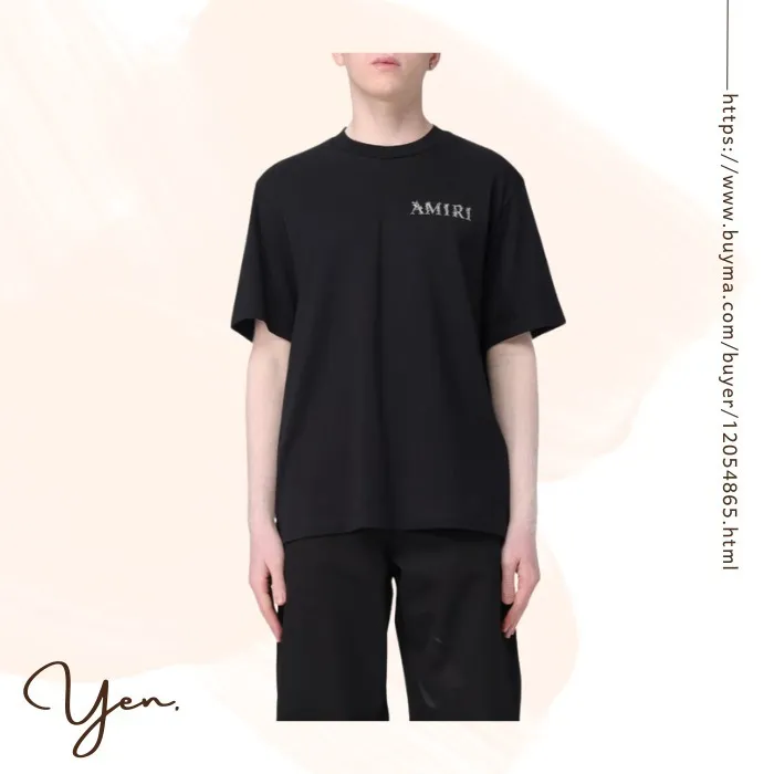 AMIRI  |Crew Neck Street Style Cotton Short Sleeves Logo