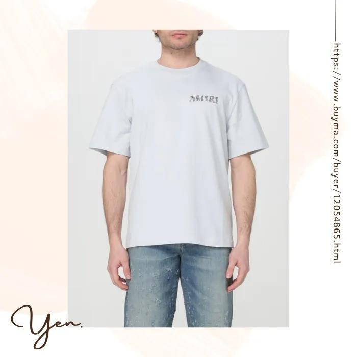 AMIRI  |Crew Neck Street Style Cotton Short Sleeves Logo