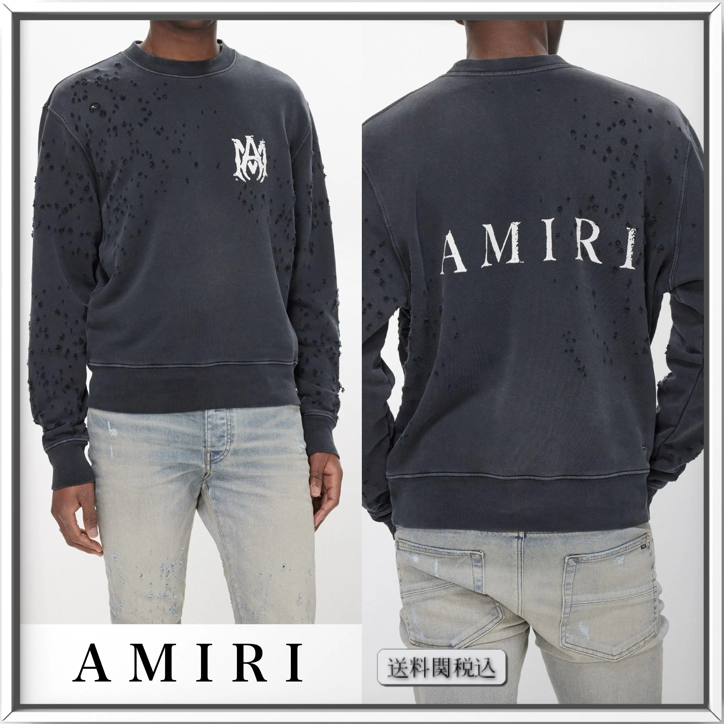 AMIRI  |Crew Neck Sweat Street Style Cotton Logo Sweatshirts