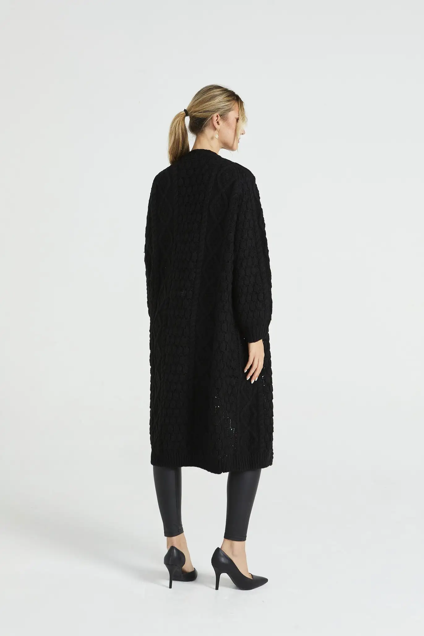 Angeleye Chunky Cable Knit Long Cardigan