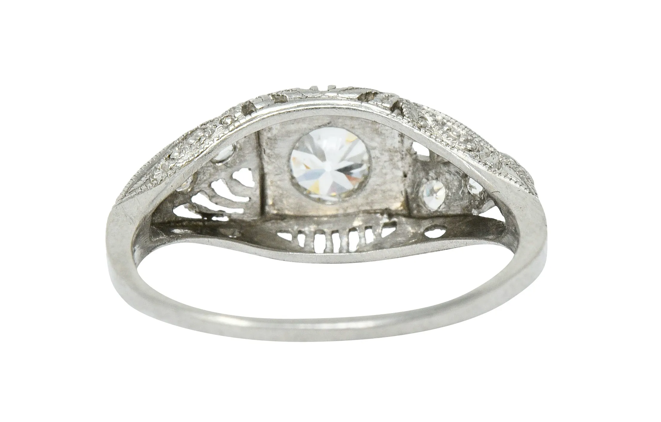 Art Deco 0.45 CTW Diamond Platinum Bombe Engagement Ring