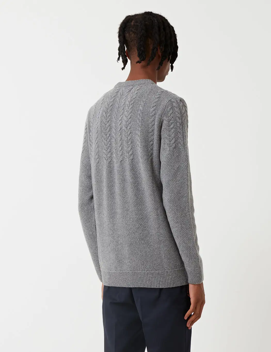 Barbour Crastill Cable Knit Sweatshirt - Grey Marl