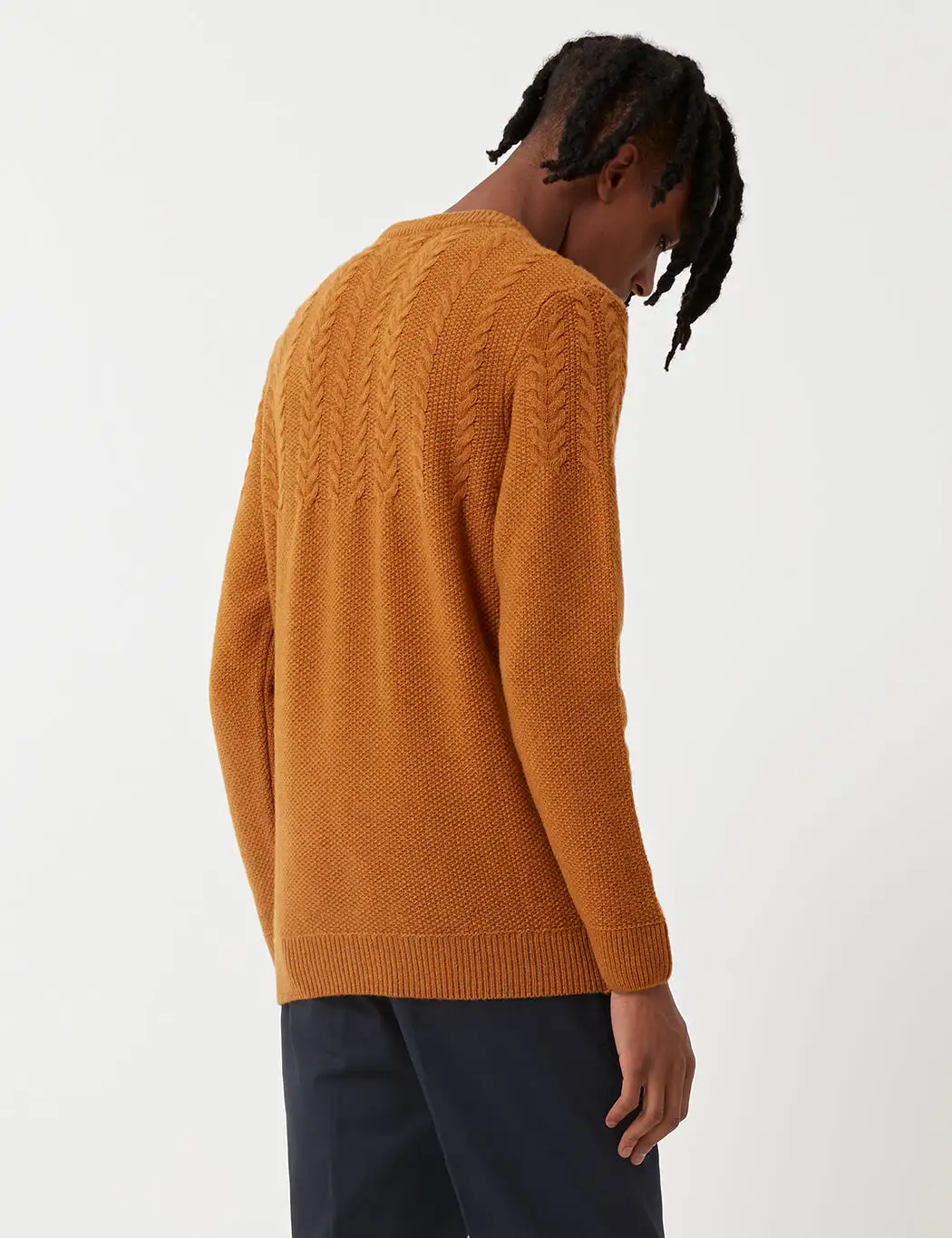 Barbour Crastill Cable Knit Sweatshirt - Mustard