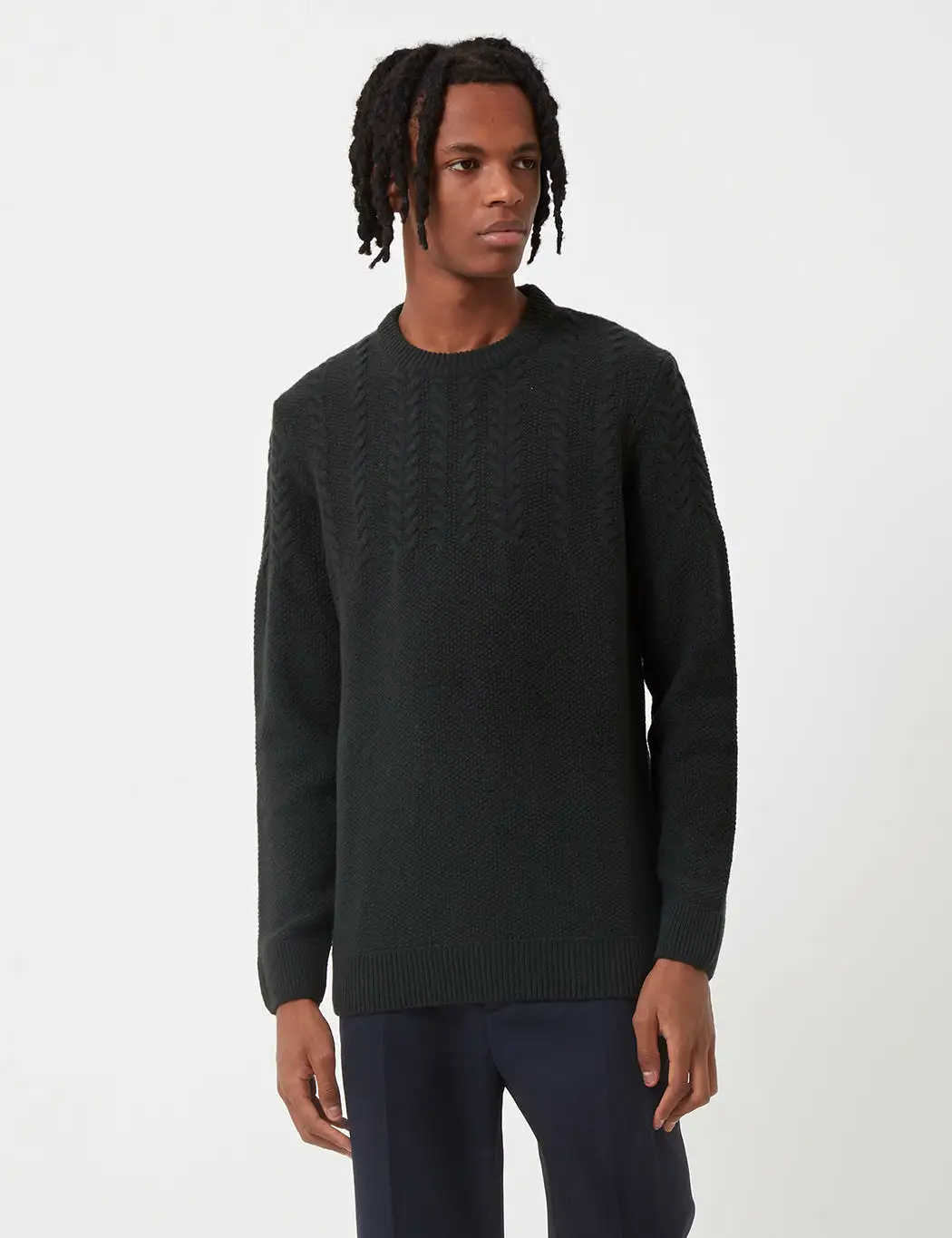 Barbour Crastill Cable Knit Sweatshirt - Seaweed Green