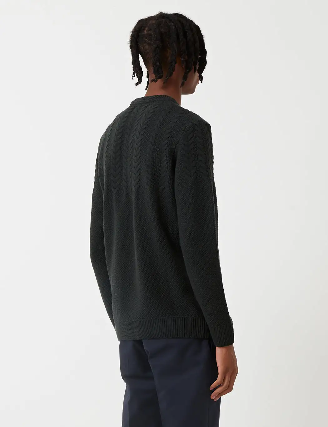 Barbour Crastill Cable Knit Sweatshirt - Seaweed Green