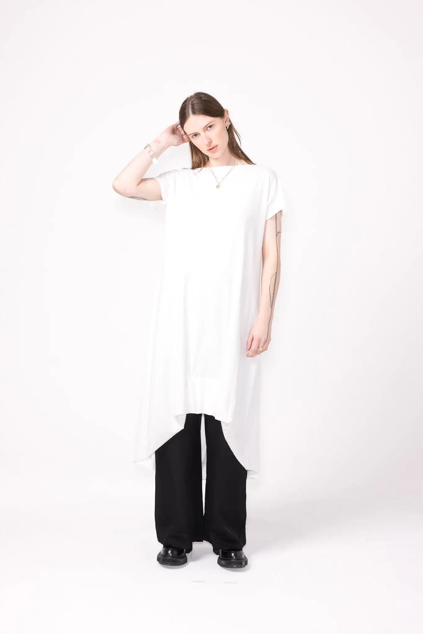 Bend Dress | White Rib