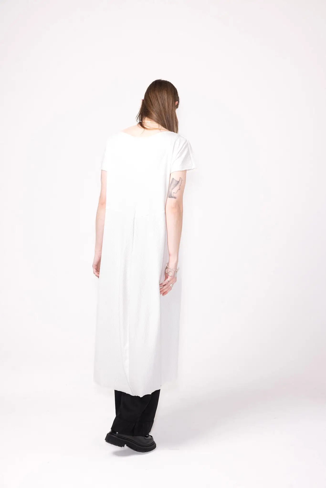 Bend Dress | White Rib