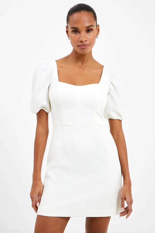 Berina Whisper Puff Sleeve Dress - Summer White