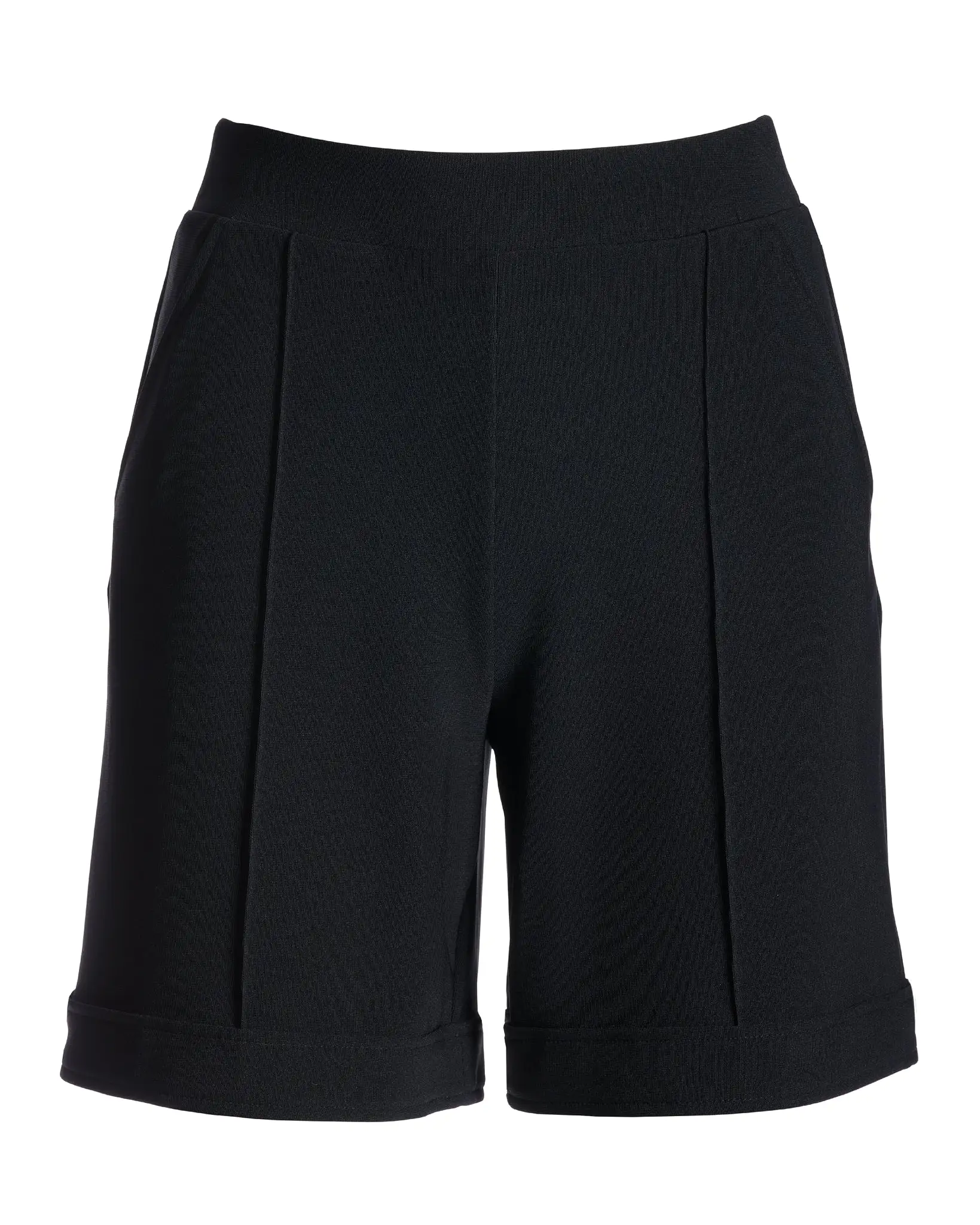 Beyond Travel 7 Inch Cuffed Trouser Shorts Jet Black