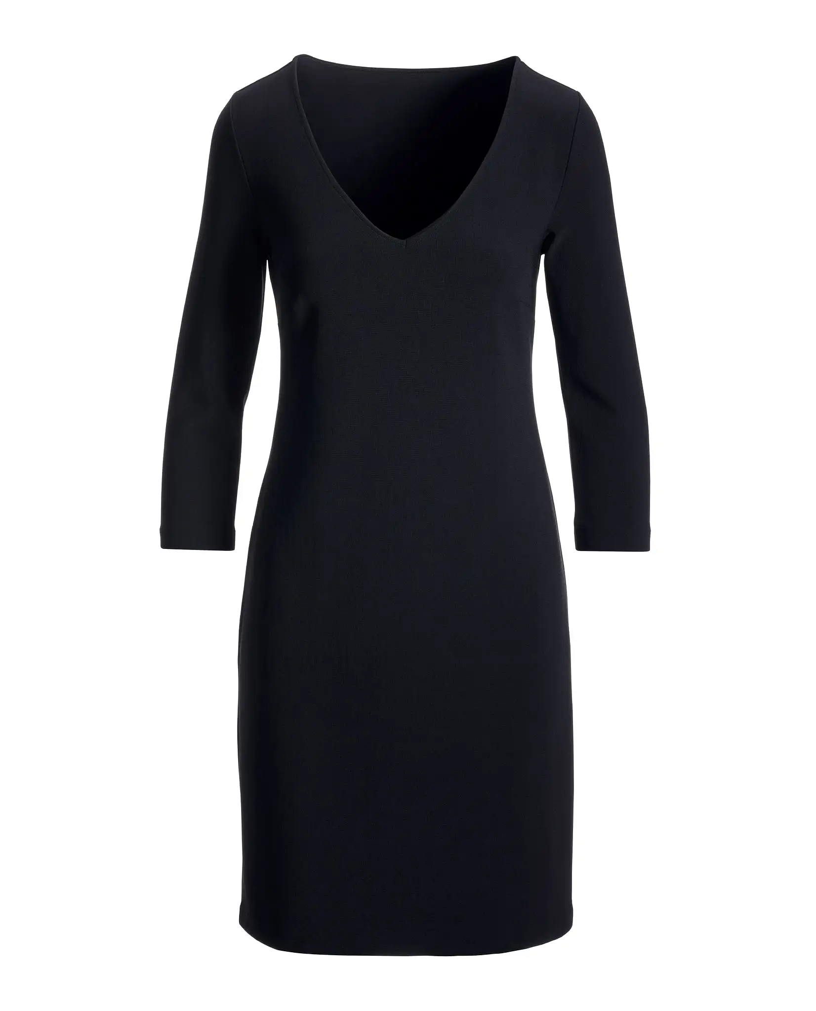 Beyond Travel Three-Quarter Sleeve V Neck Dress Jet Black