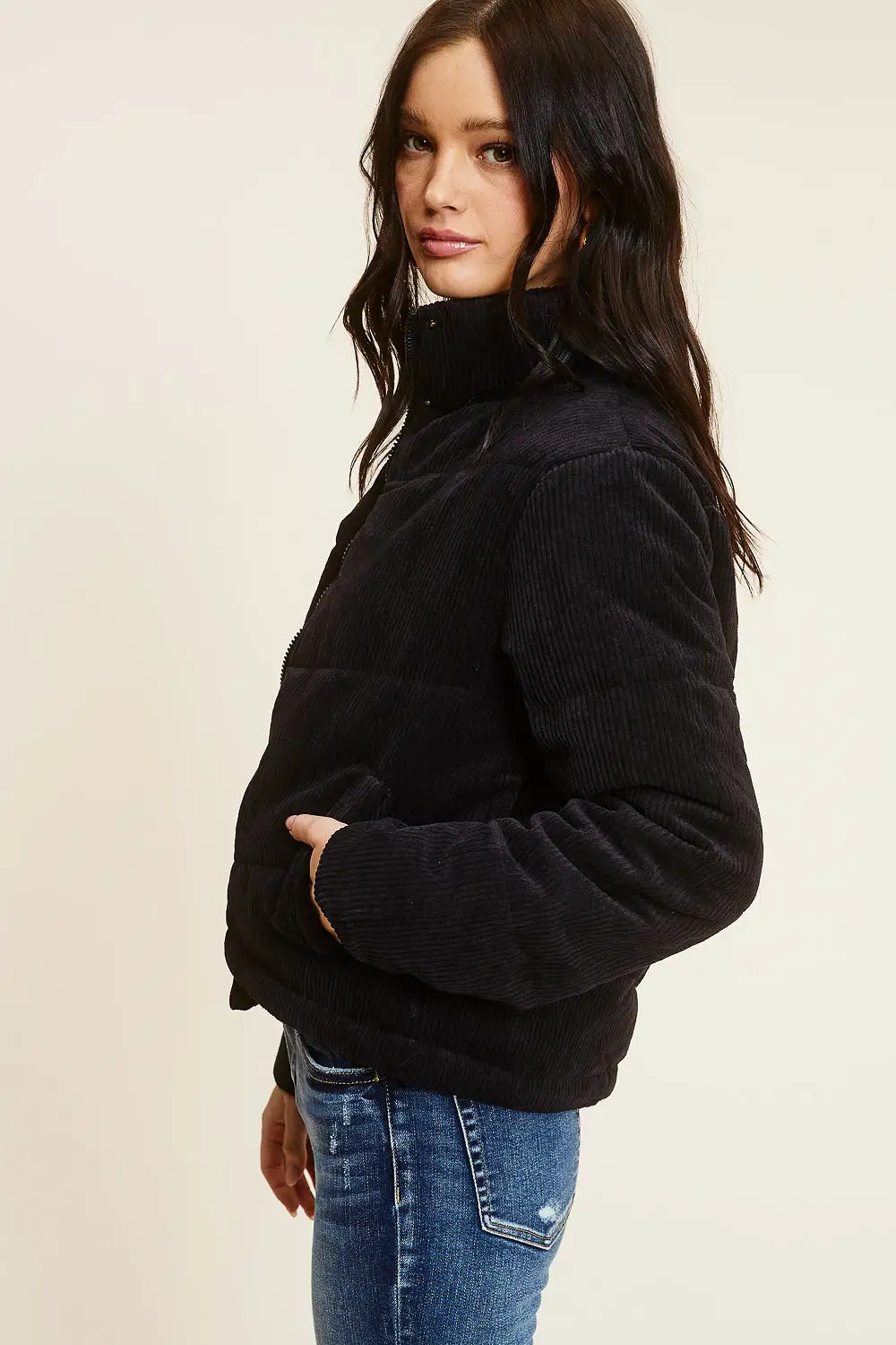 Black Corduroy Puffer Jacket