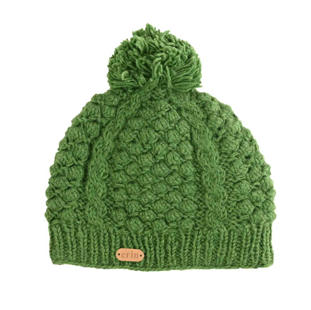 Bobble Style Cable Knit Wool Hat