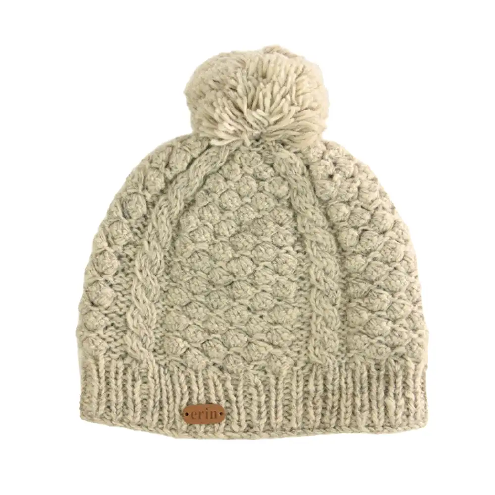 Bobble Style Cable Knit Wool Hat