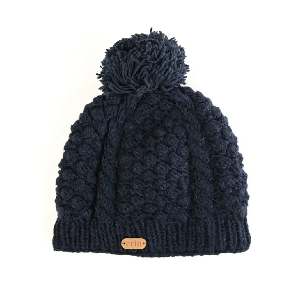 Bobble Style Cable Knit Wool Hat