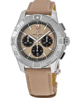 Breitling Avenger B01 Chronograph 44 Sand Dial Leather Strap Men's Watch AB0147101A1X1