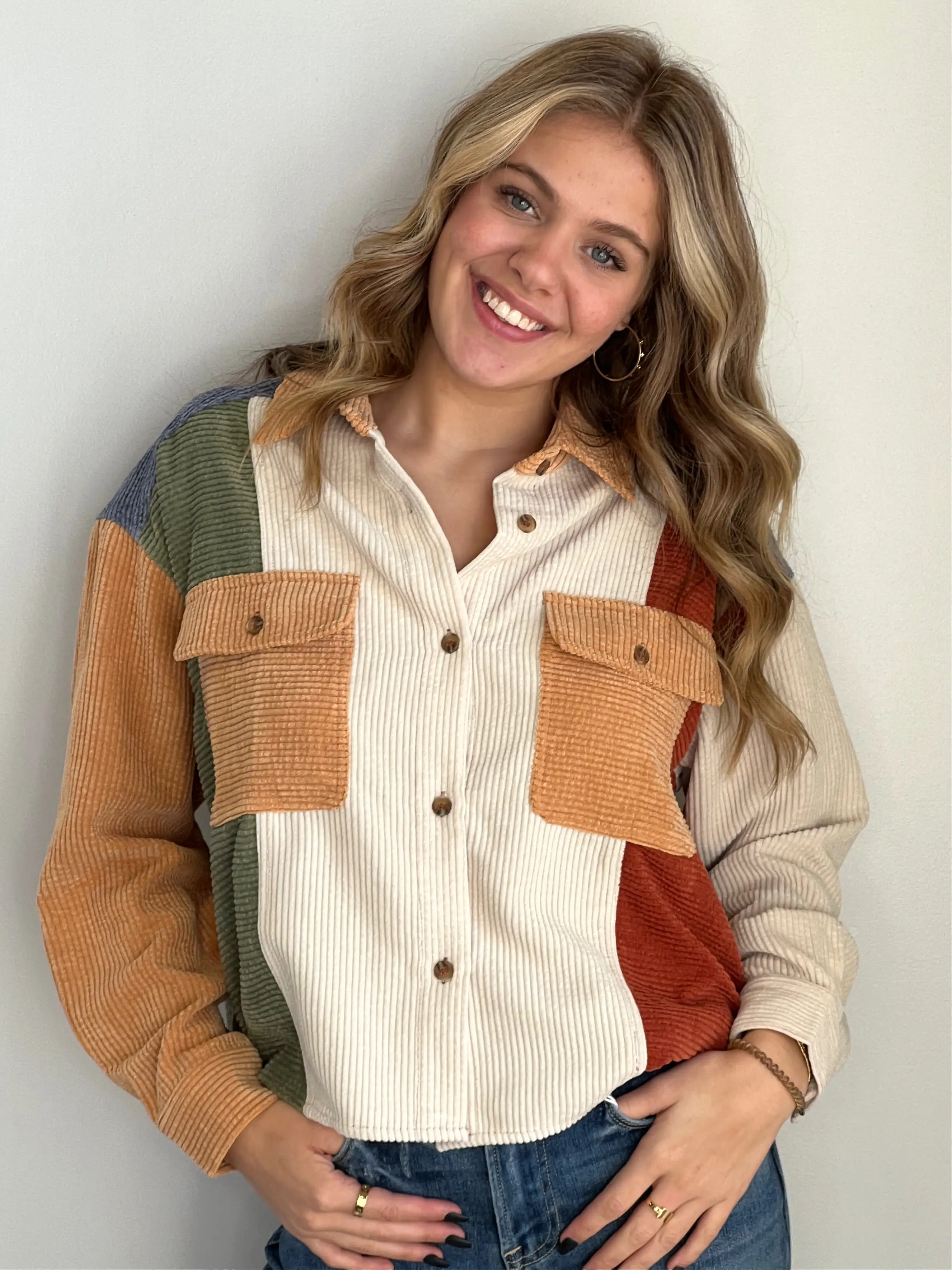 Bri Color Block Corduroy Jacket