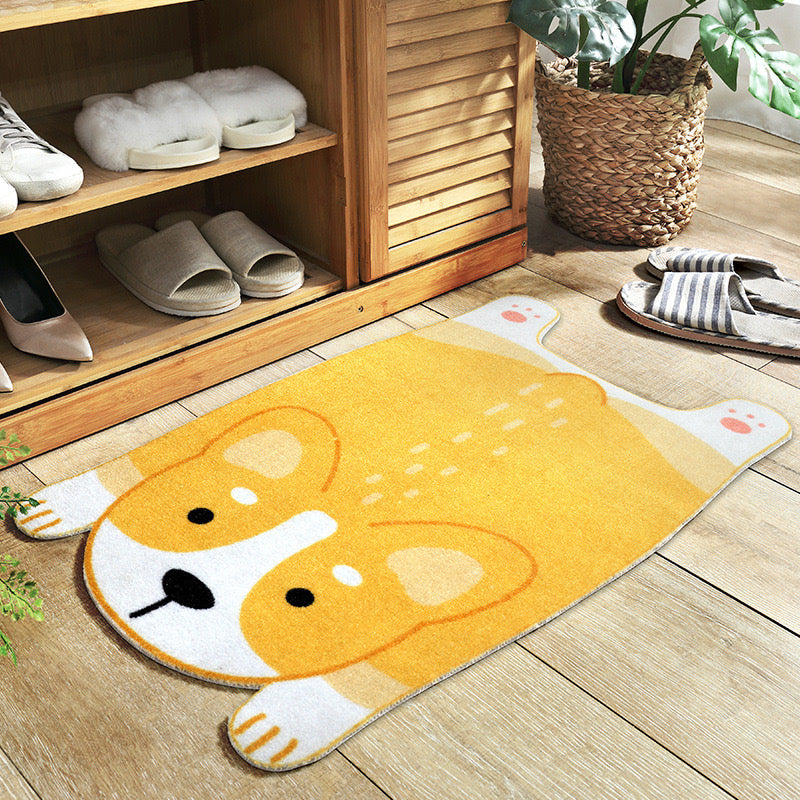 Brown/Yellow Cute Corgy Dog Carpet Mat AD210207