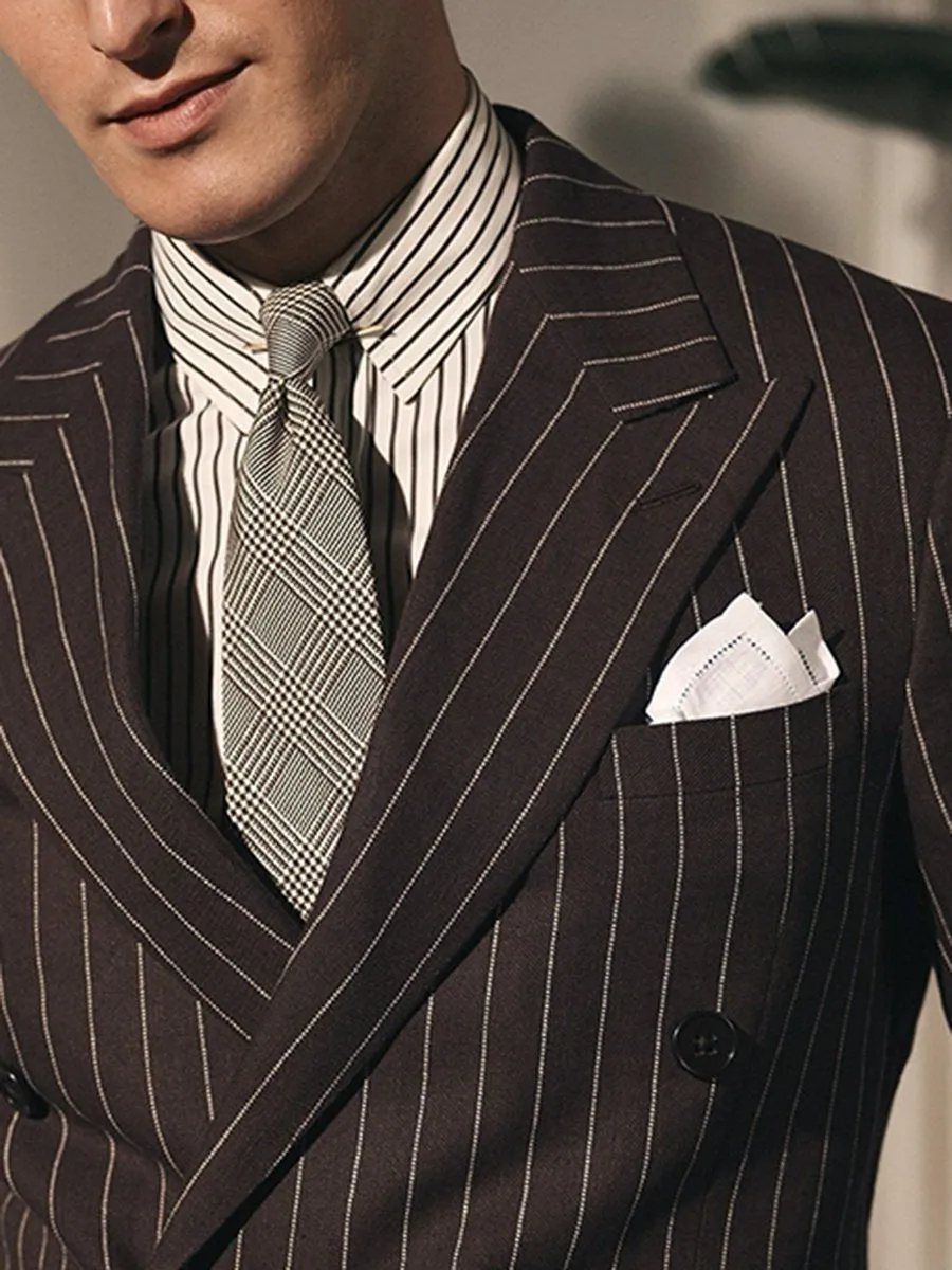 Business Formal Striped Double-breasted Suit Jacket