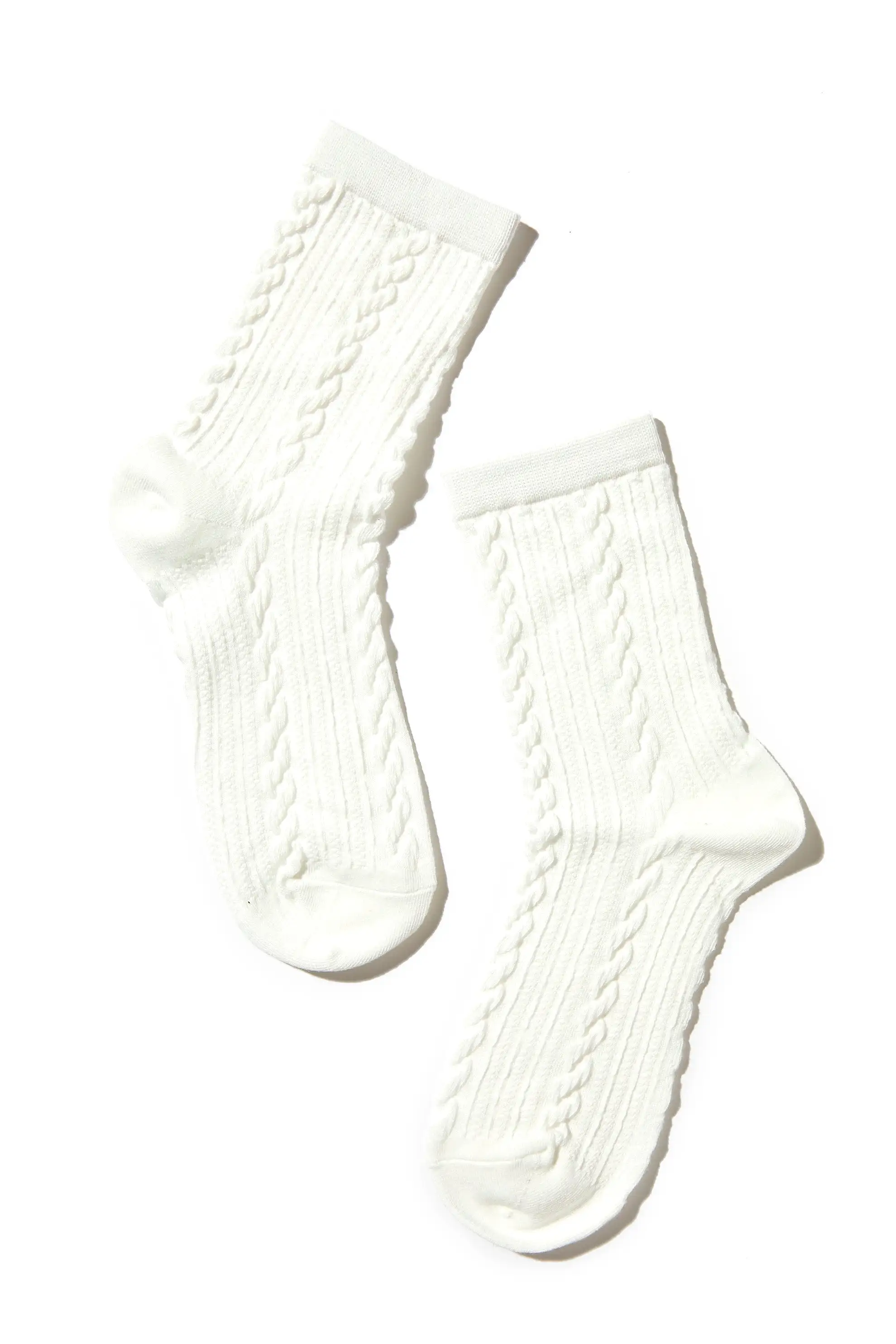 Cable Knit Crew Socks