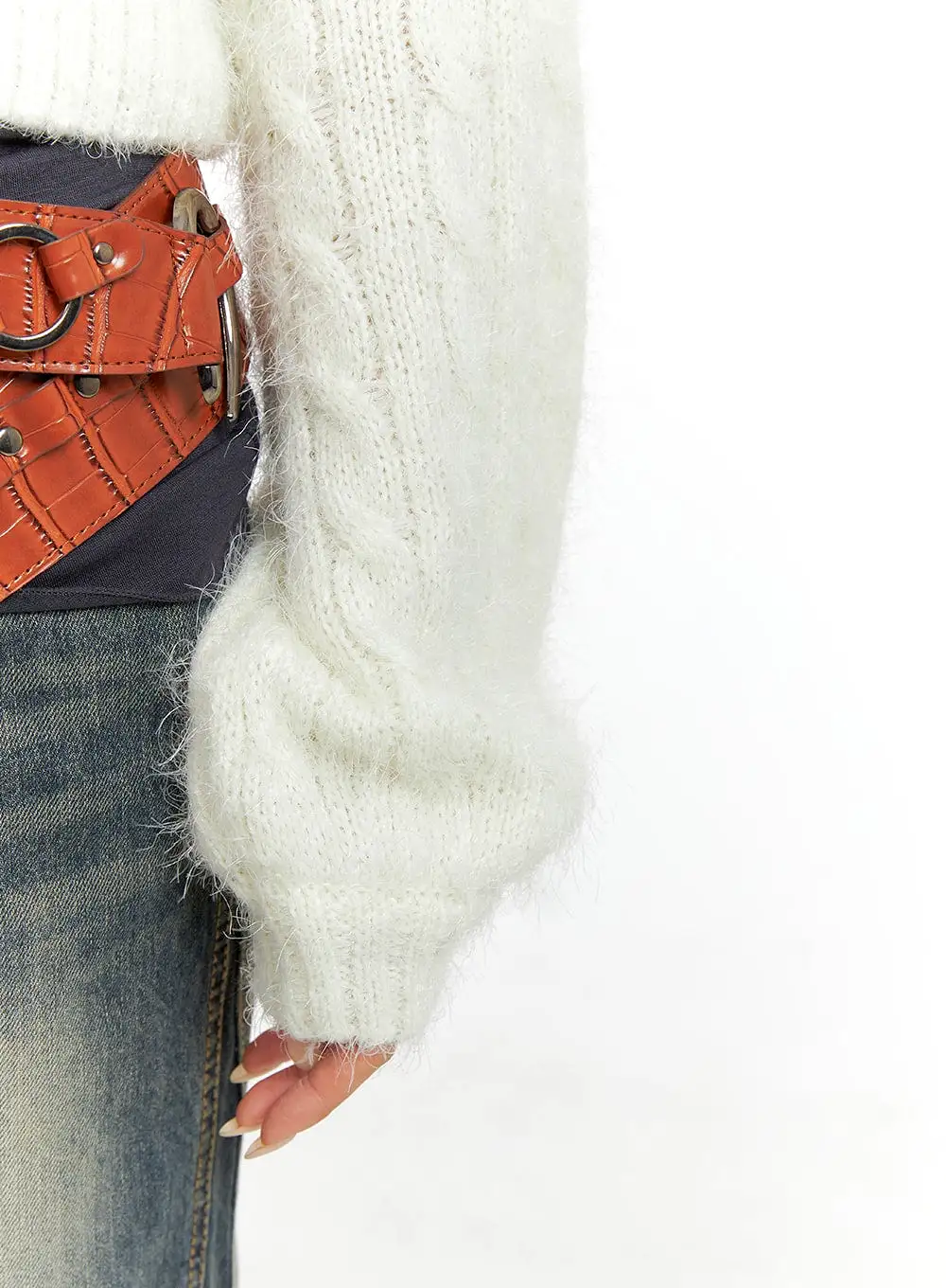 Cable Knit Zippered Hooded Cardigan CF416