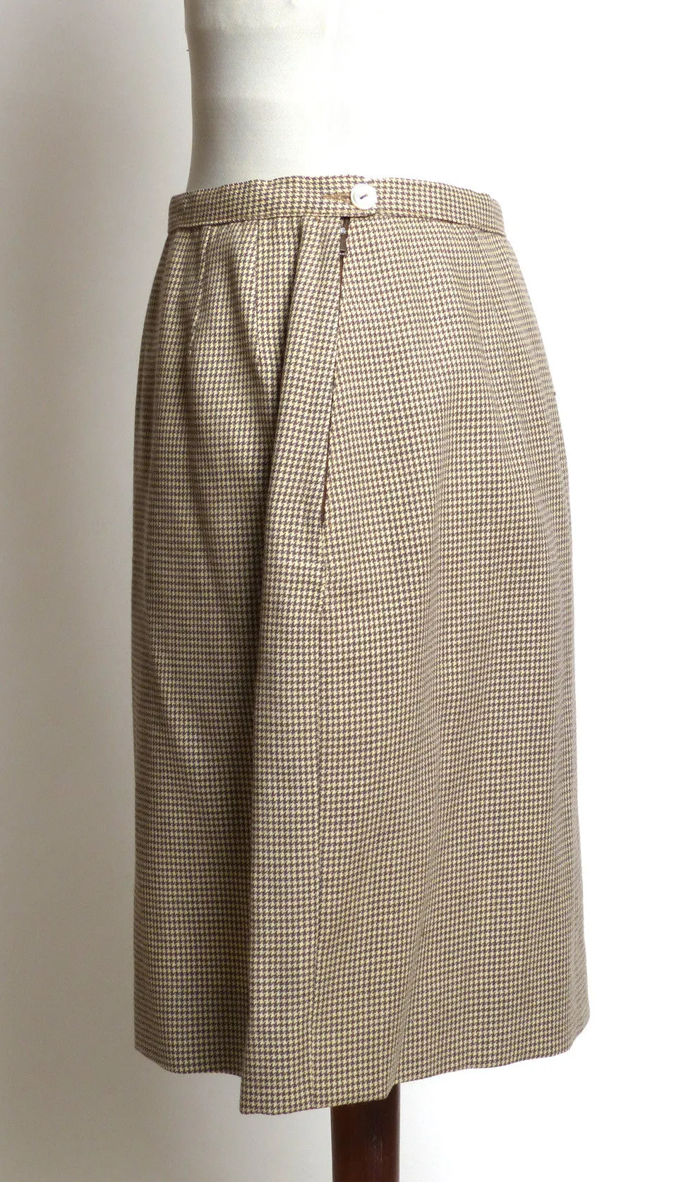 Circa 1940s Wool Brown/Cream Houndstooth Suit