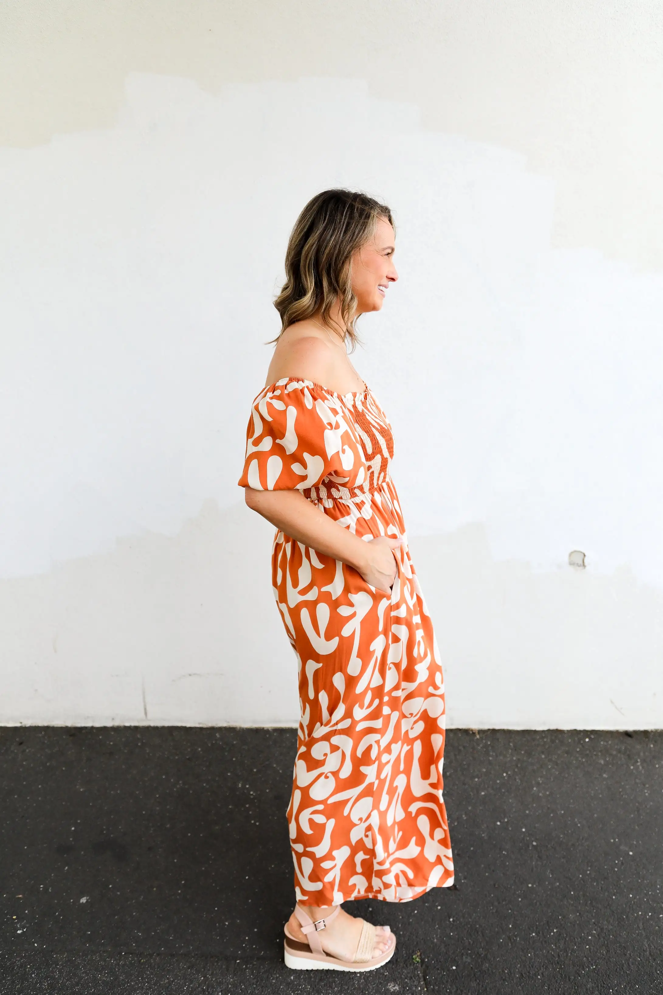 CoCo Jumpsuit (Orange + White Print)