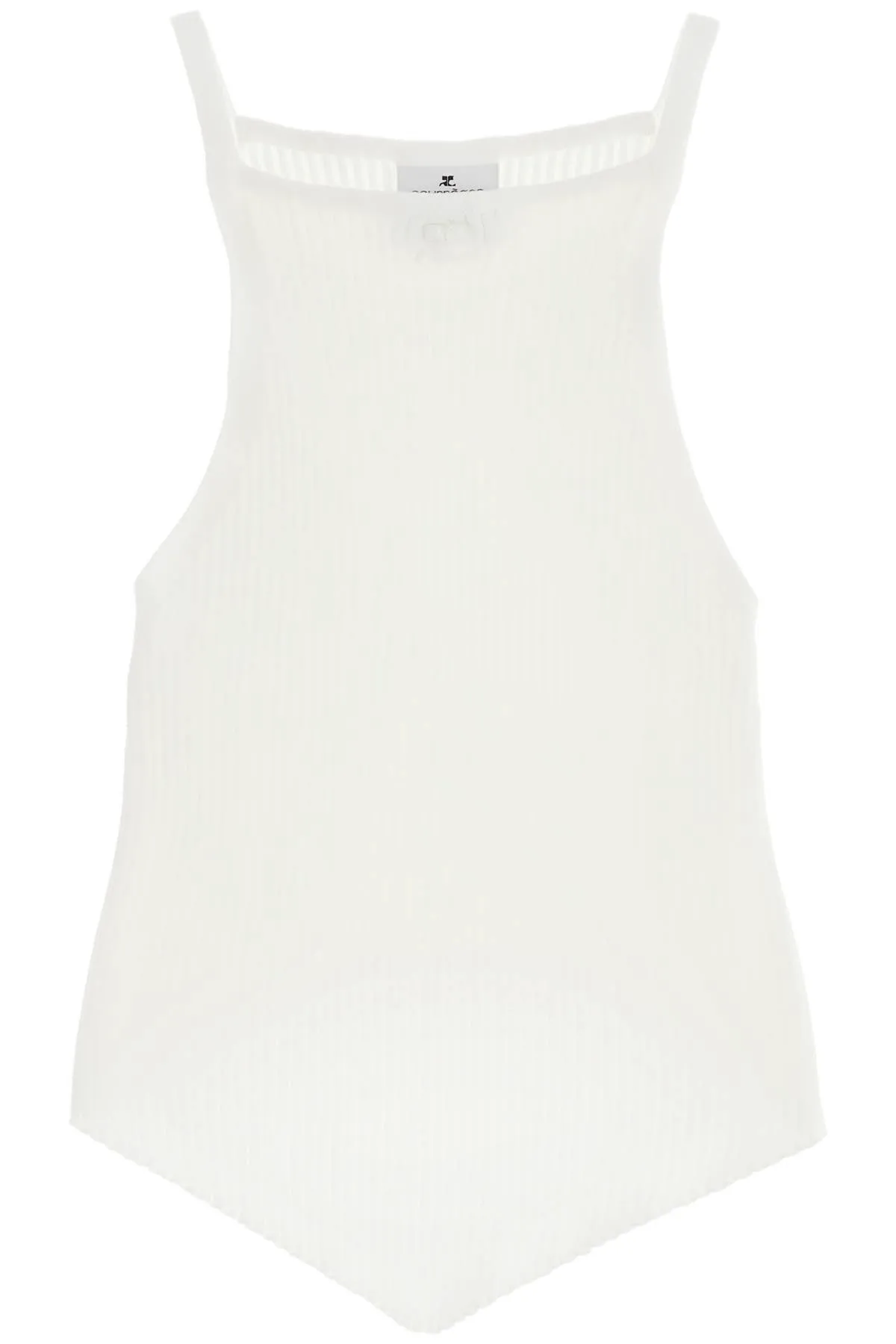 Courreges Replace With Double Quoteribbed Knit Tank Top With Pointed Hem   White