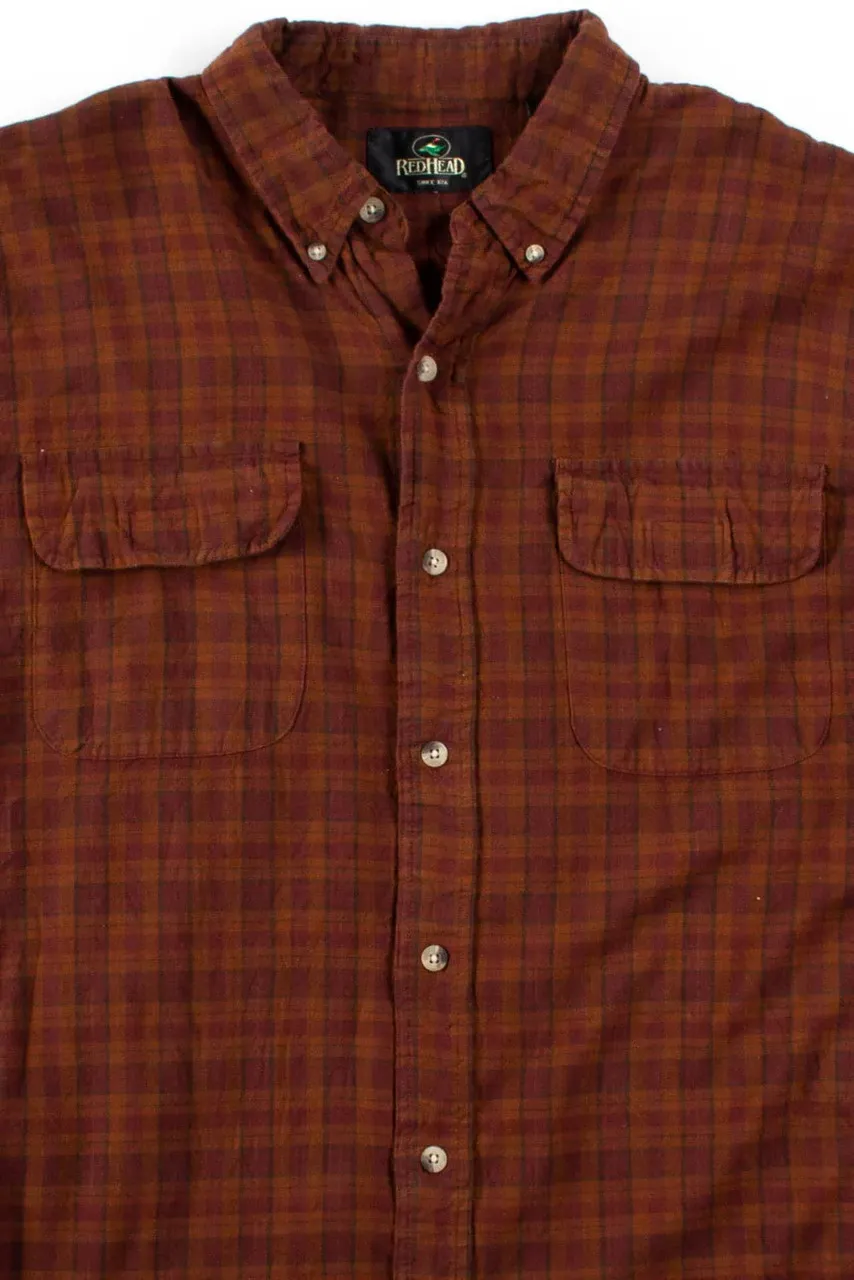 Dark Orange Plaid Button Up Shirt