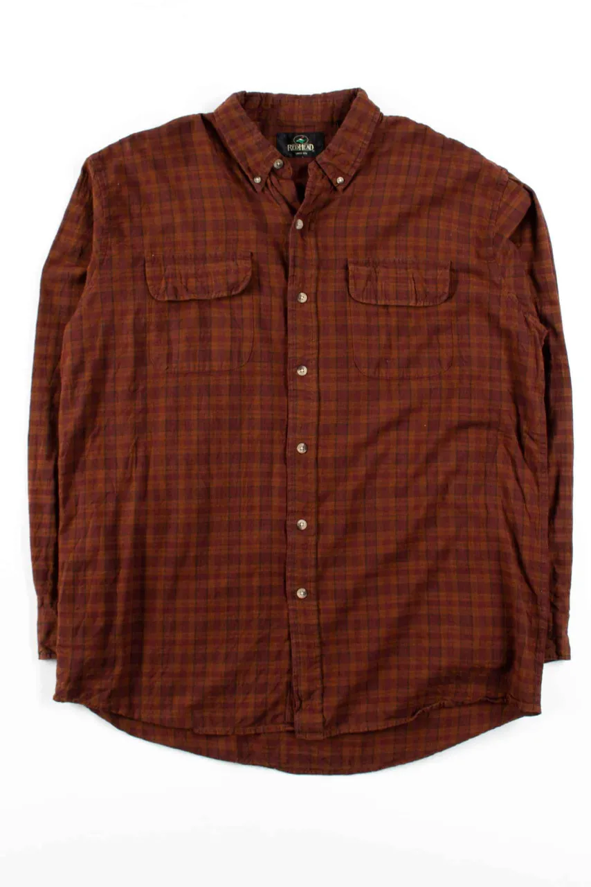 Dark Orange Plaid Button Up Shirt