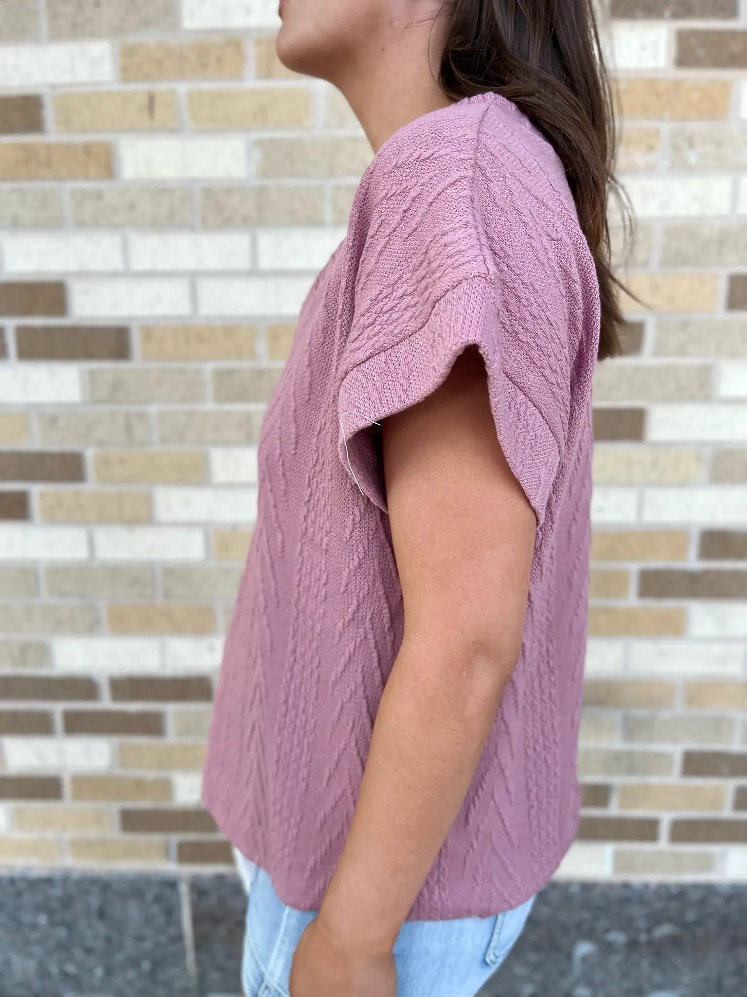 Dolman Cable Knit Top - Mauve