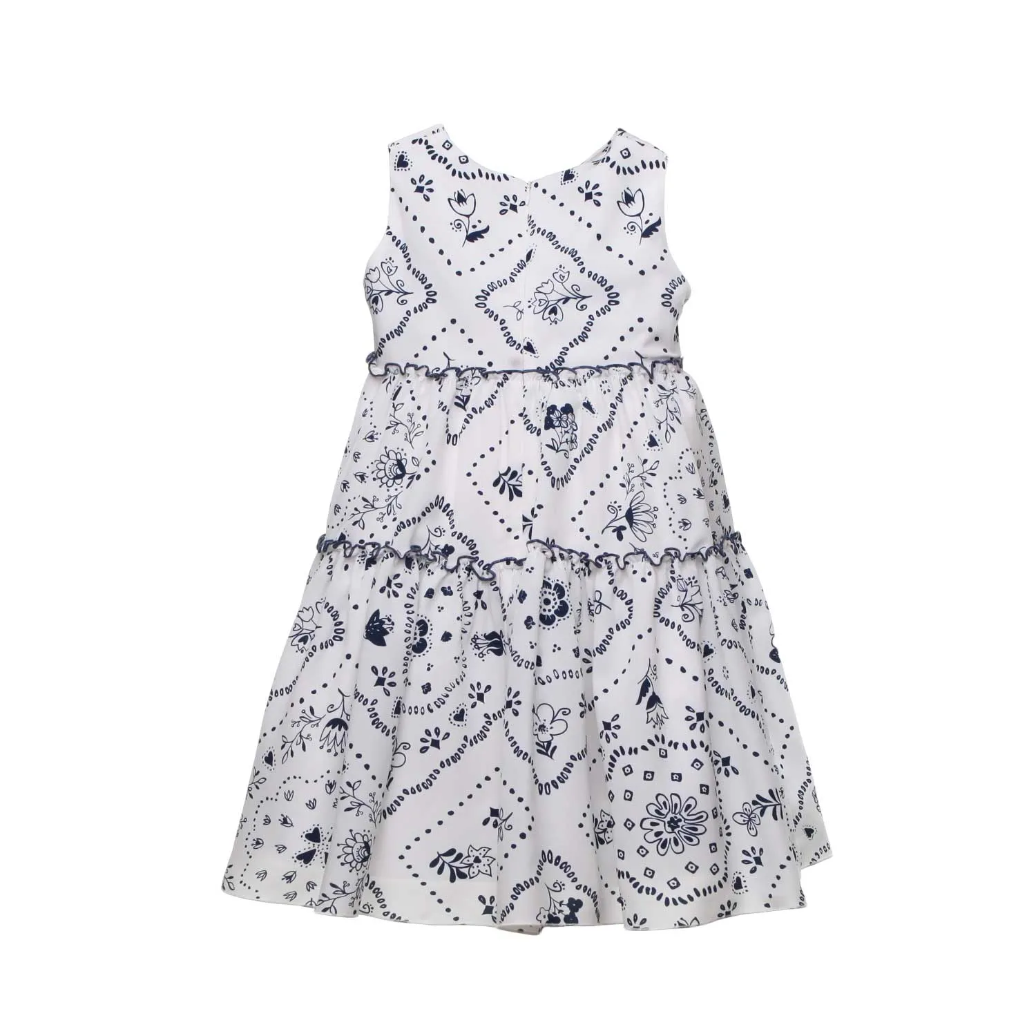 Elsy White Dress With Blue Pattern For Girl