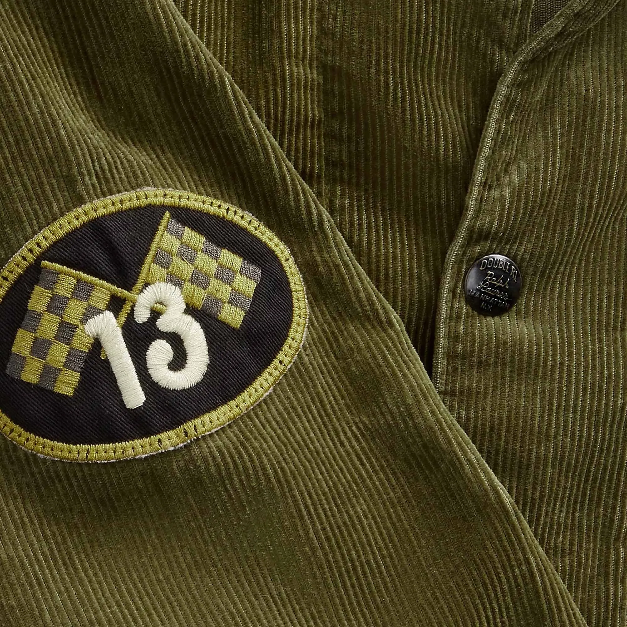 Embroidered Corduroy Jacket - Olive