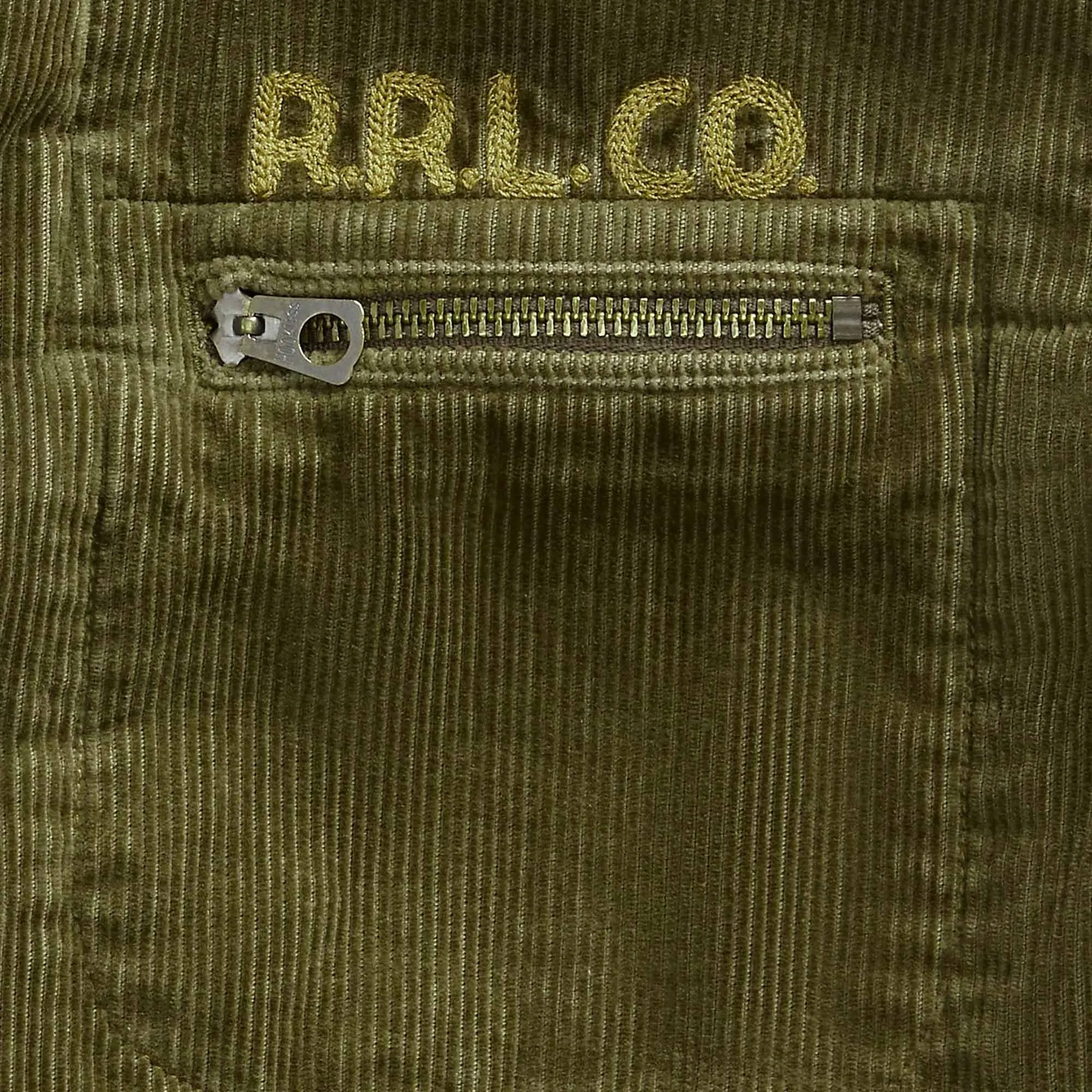 Embroidered Corduroy Jacket - Olive