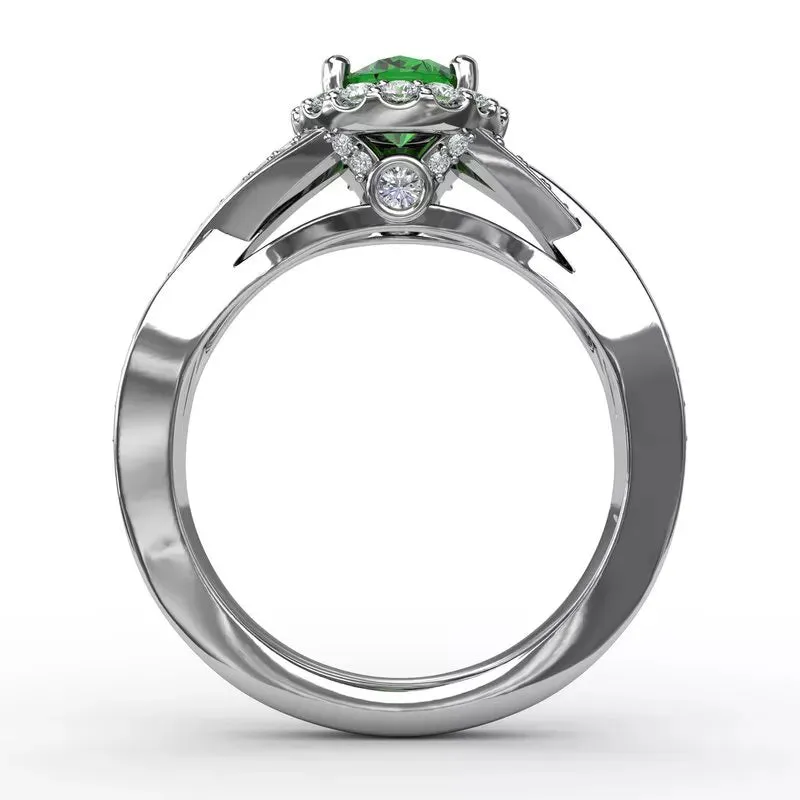 Fana Look of Love Emerald and Diamond Criss-Cross Ring 1519