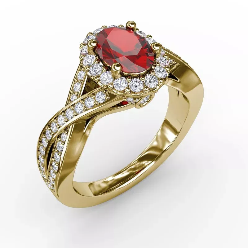 Fana Look of Love Ruby and Diamond Criss-Cross Ring 1519