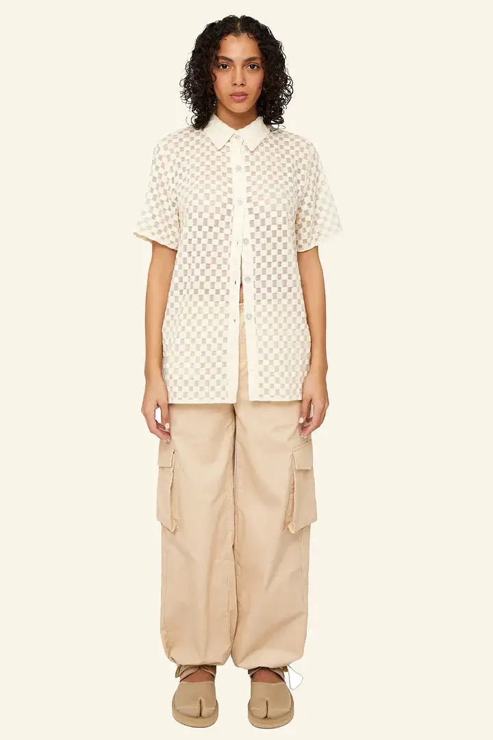 Find Me Now Harmony Checkered Button Down Cream