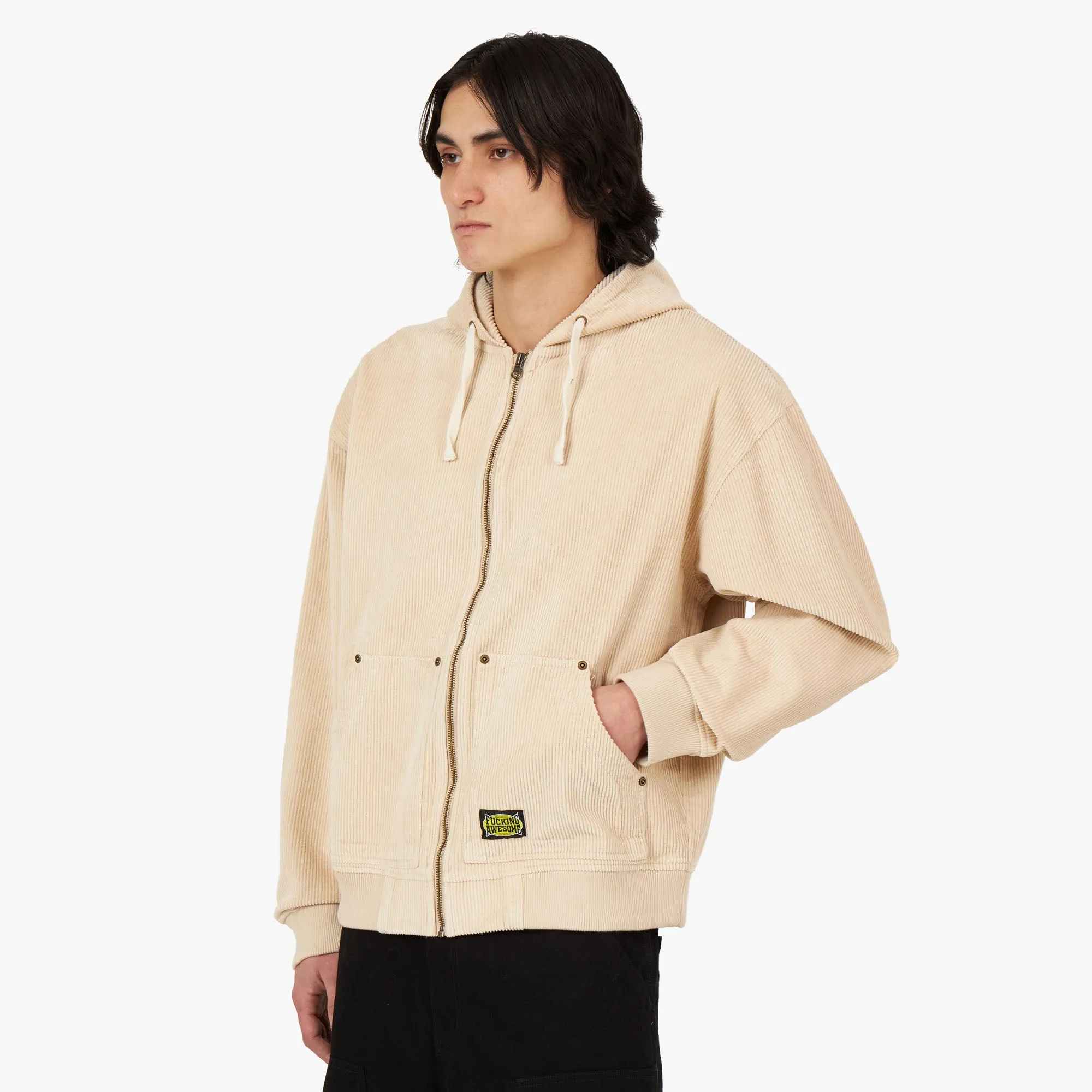 Fucking Awesome KO Corduroy Zip Hoodie Jacket / Cream